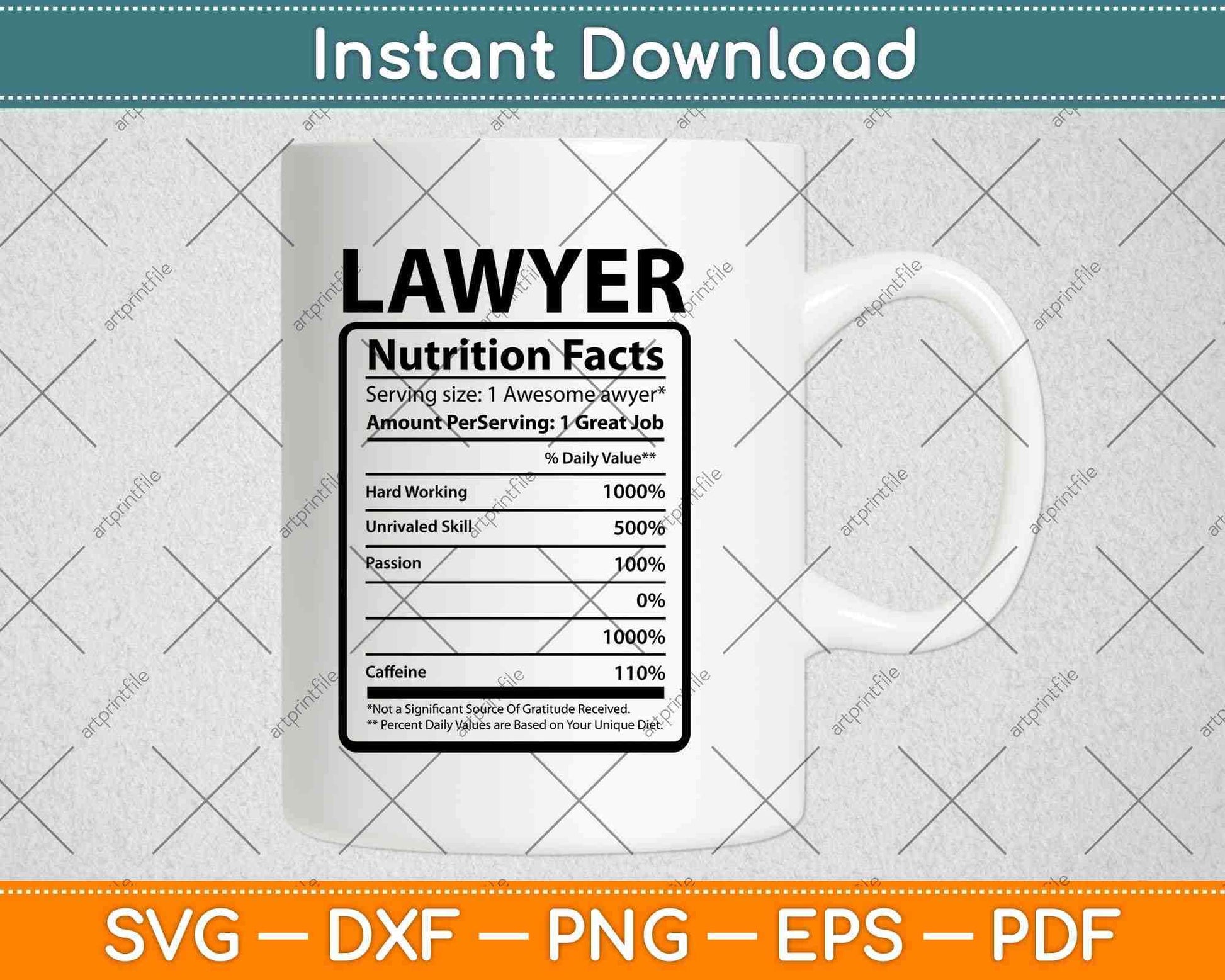 Lawyer Attorney Nutritional Facts Funny Svg Png Dxf Digital Cutting File