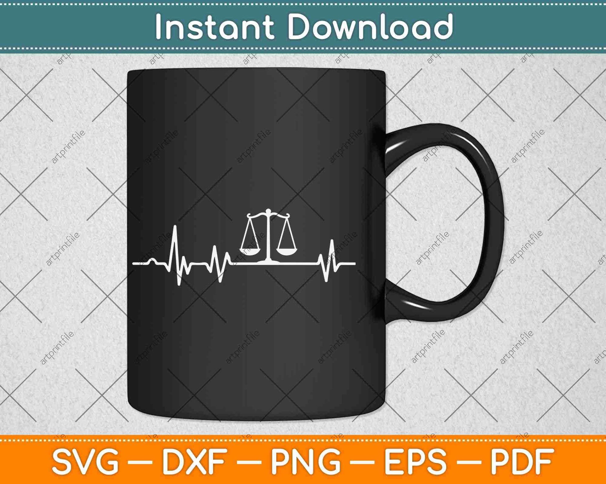 Lawyer Heartbeat Gavel Gift for Law School Graduate Svg Png Dxf Digital Cutting File