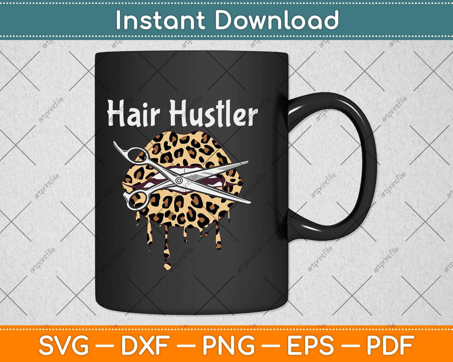 Leopard Lips With Scissors Cool Hairdresser Hair Hustler Svg Png Dxf Digital Cutting File