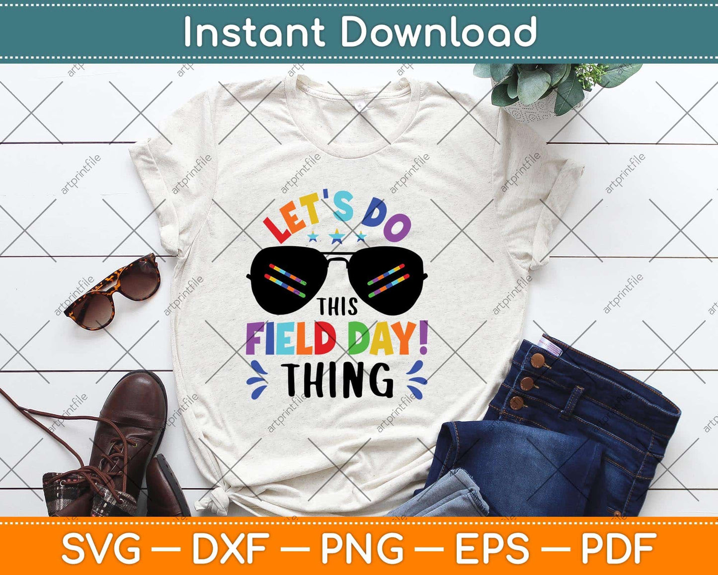 Let's Do This Field Day Thing Colors Quote Sunglasses Boys Svg Png Dxf Cutting File
