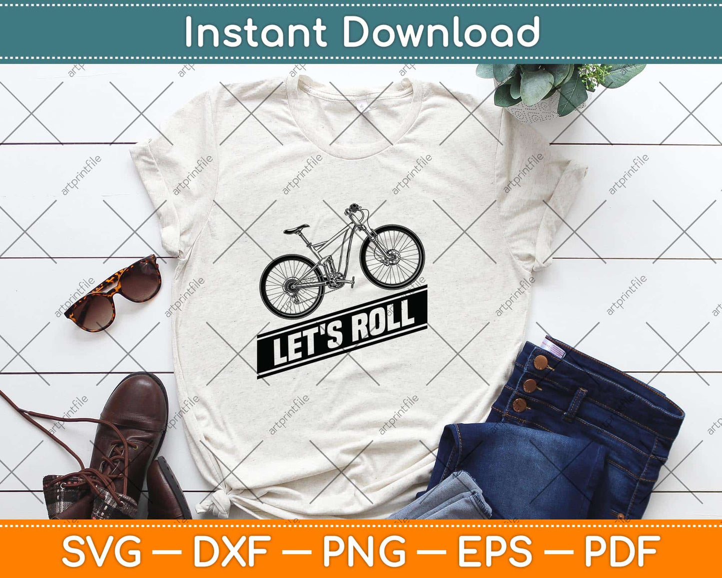 Let's Roll Bike Bicycle Svg Design Cricut Printable Cutting Files