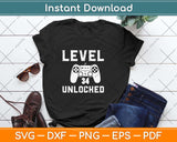 Level 34 Unlocked Birthday Video Games Svg Design Cricut Printable Cutting File