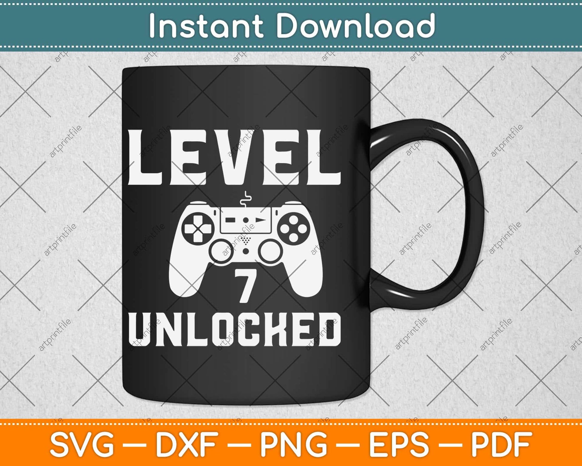 Level 7 Unlocked Birthday Video Games Svg Design Cricut Printable Cutting File