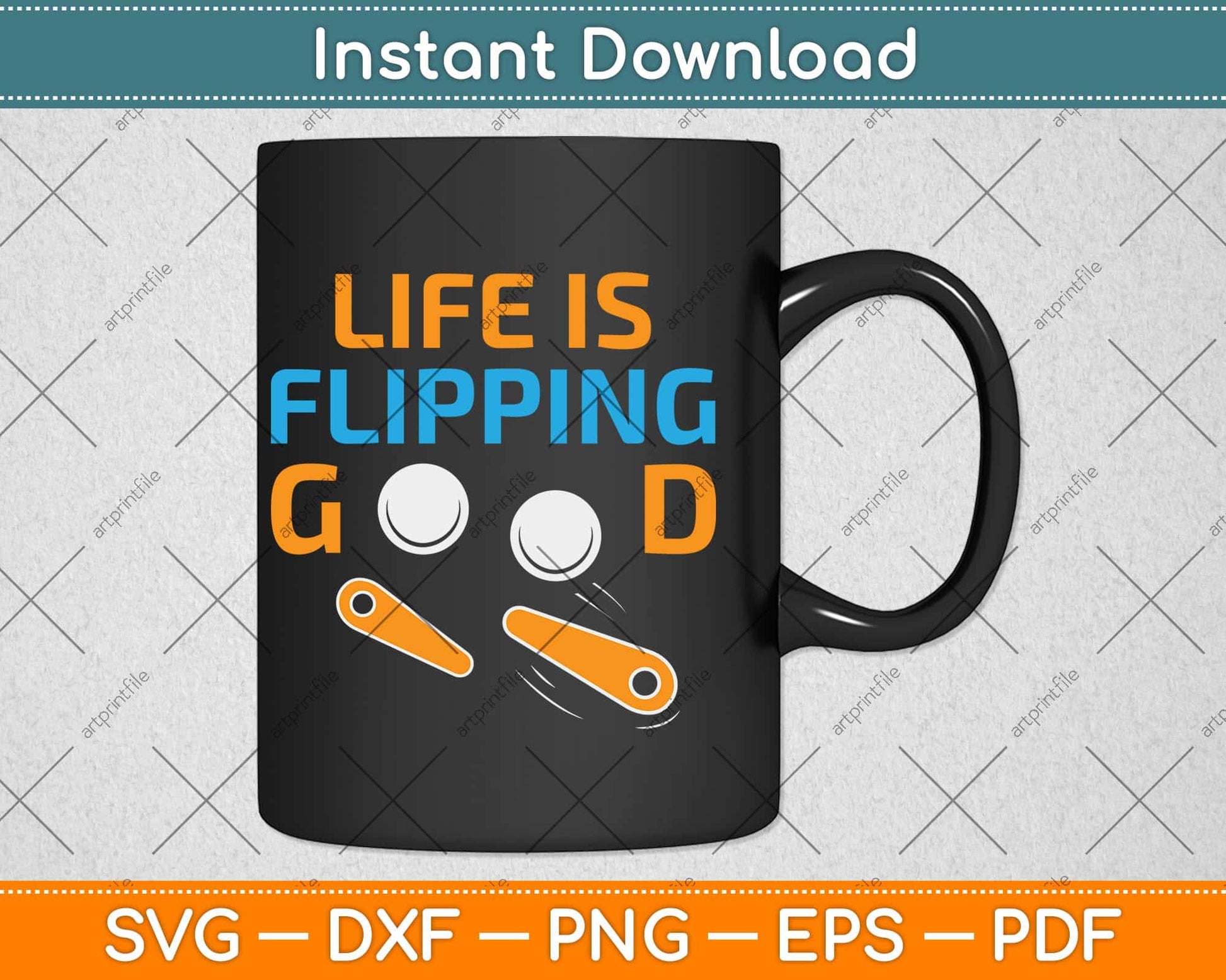 Life is Flipping Good Classic Retro Pinball Svg Png Dxf Digital Cutting File
