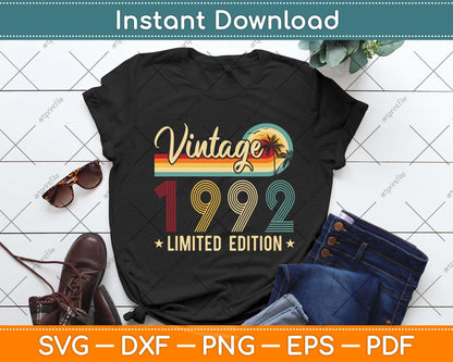 Limited Edition 1992 30th Birthday Gift 30 Years Old Vintage Svg Png Dxf Cutting File