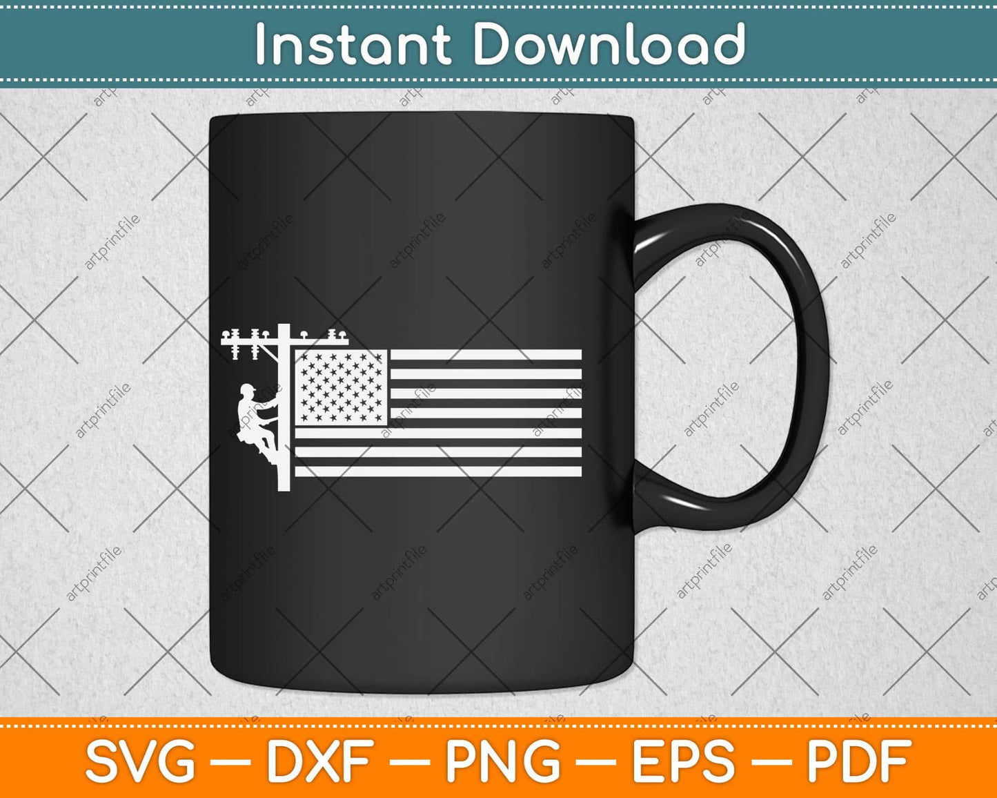 Lineman American Flag Lineworker Svg Png Dxf Digital Cutting File