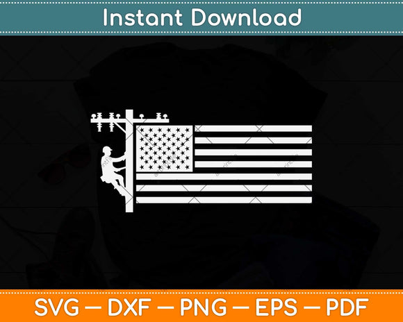 Lineman American Flag Lineworker Svg Png Dxf Digital Cutting File