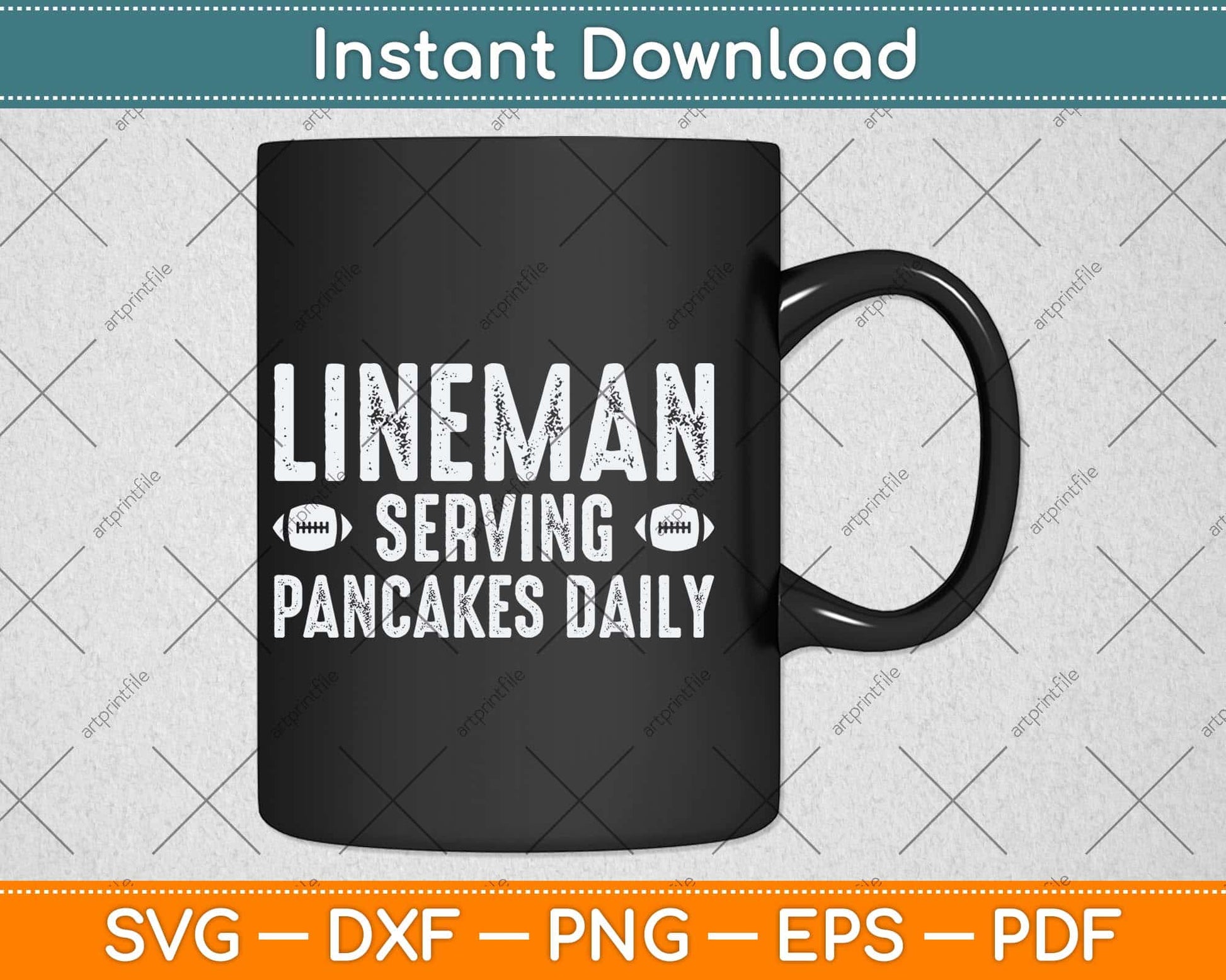 Lineman Serving Pancakes Daily Football Svg Png Dxf Digital Cutting File