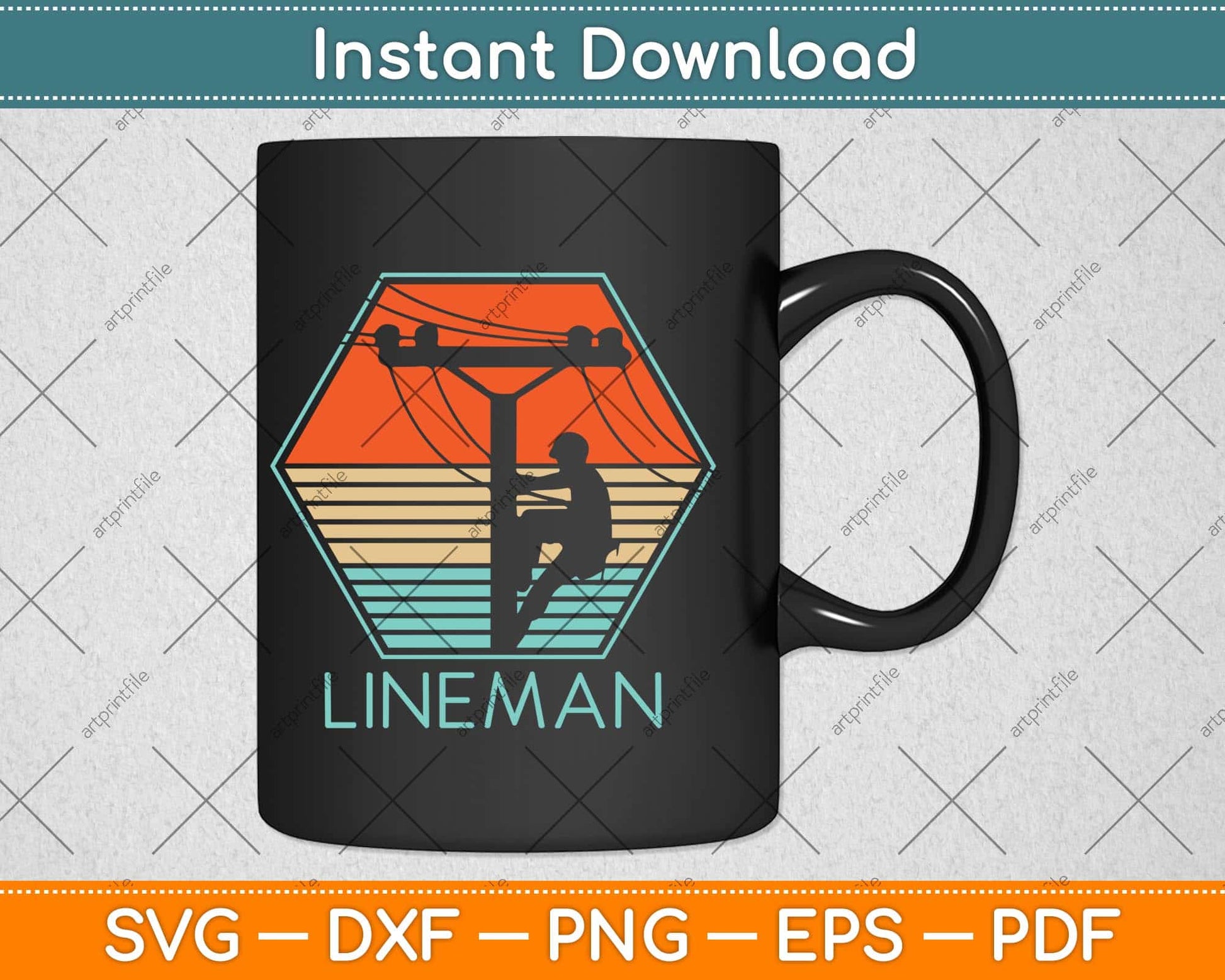 Lineman Vintage Retro Electrician Svg Png Dxf Digital Cutting File