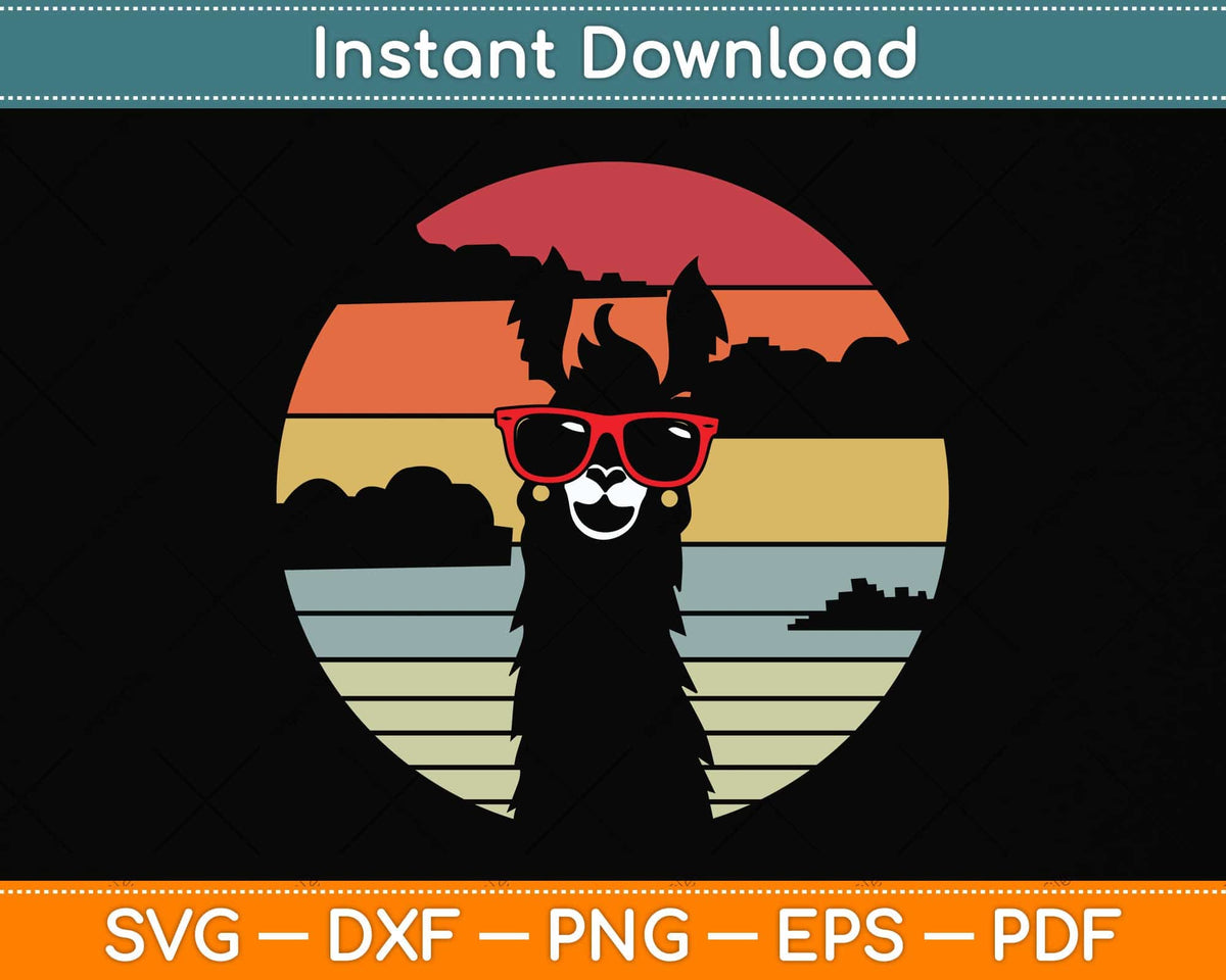 Llama Retro Style Alpaca Svg Png Dxf Digital Cutting File