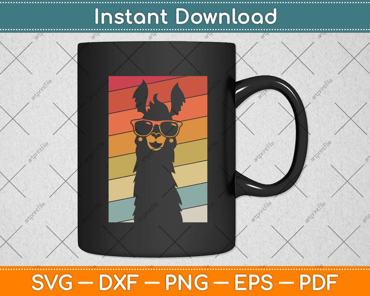 Llama Vintage Retro Style Alpaca Svg Png Dxf Digital Cutting File