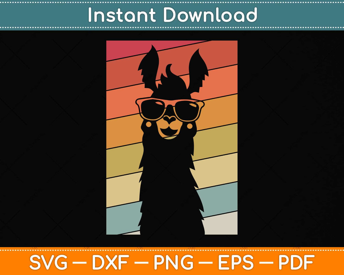 Llama Vintage Retro Style Alpaca Svg Png Dxf Digital Cutting File