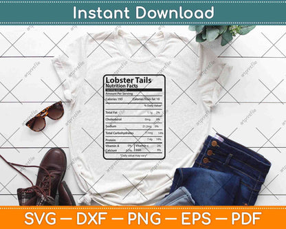 Lobster Tails Nutrition Facts Thanksgiving Svg Png Dxf Digital Cutting Files