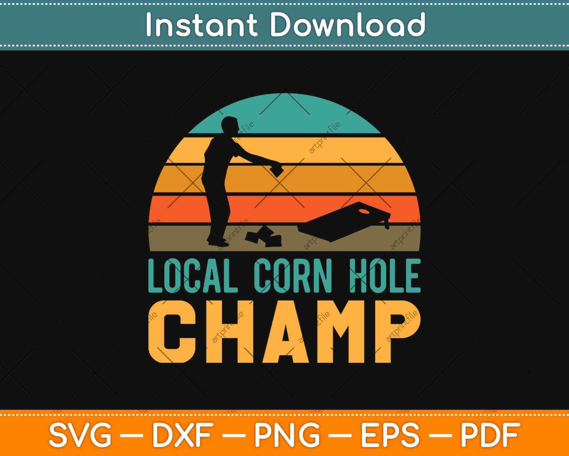 Local Neighborhood Corn Hole Champ Cornhole Svg Design