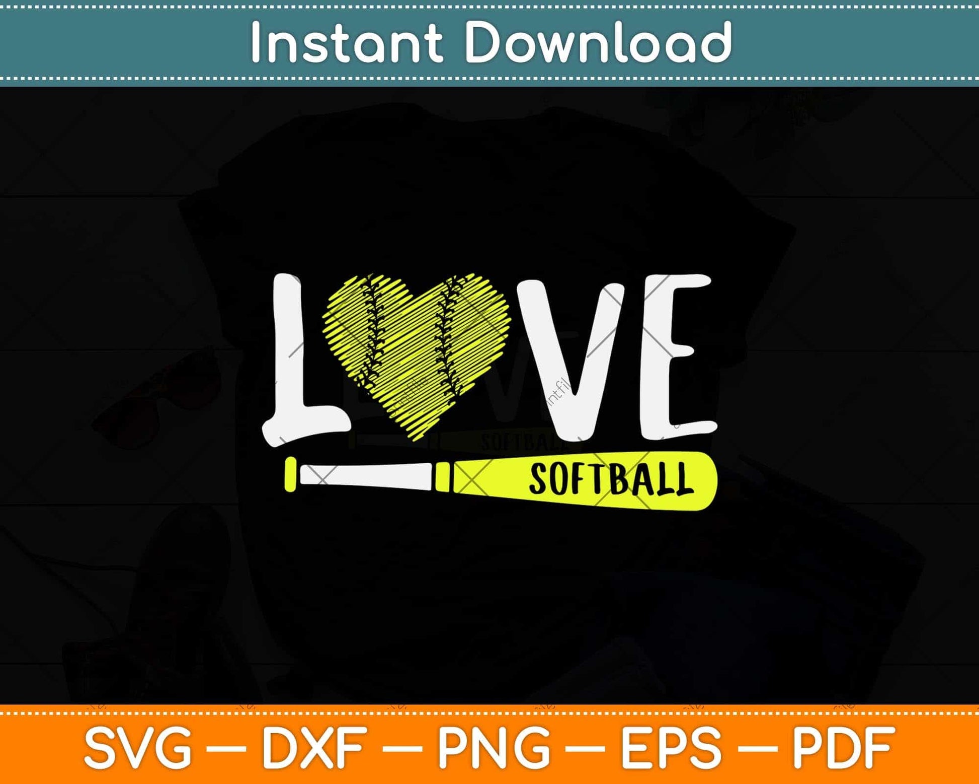 Love Softball Svg Png Dxf Digital Cutting File