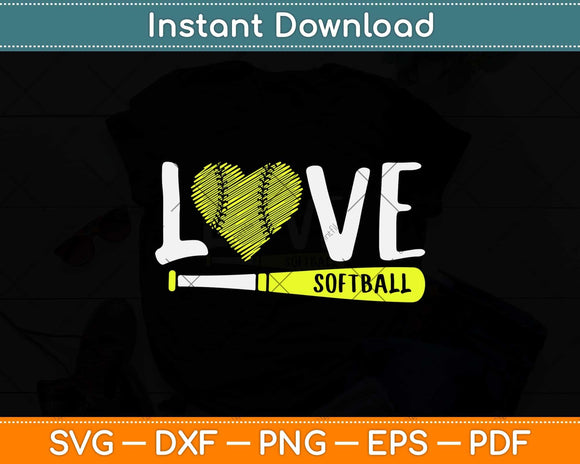 Love Softball Svg Png Dxf Digital Cutting File