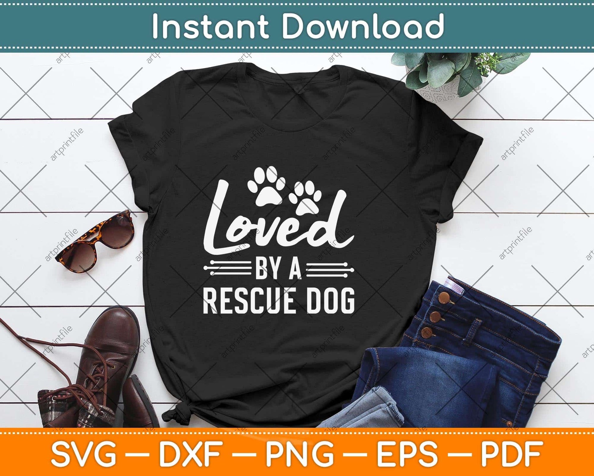 Loved By A Rescue Dog Foster Mom Rescue Dad Svg Png Dxf Digital Cutting File