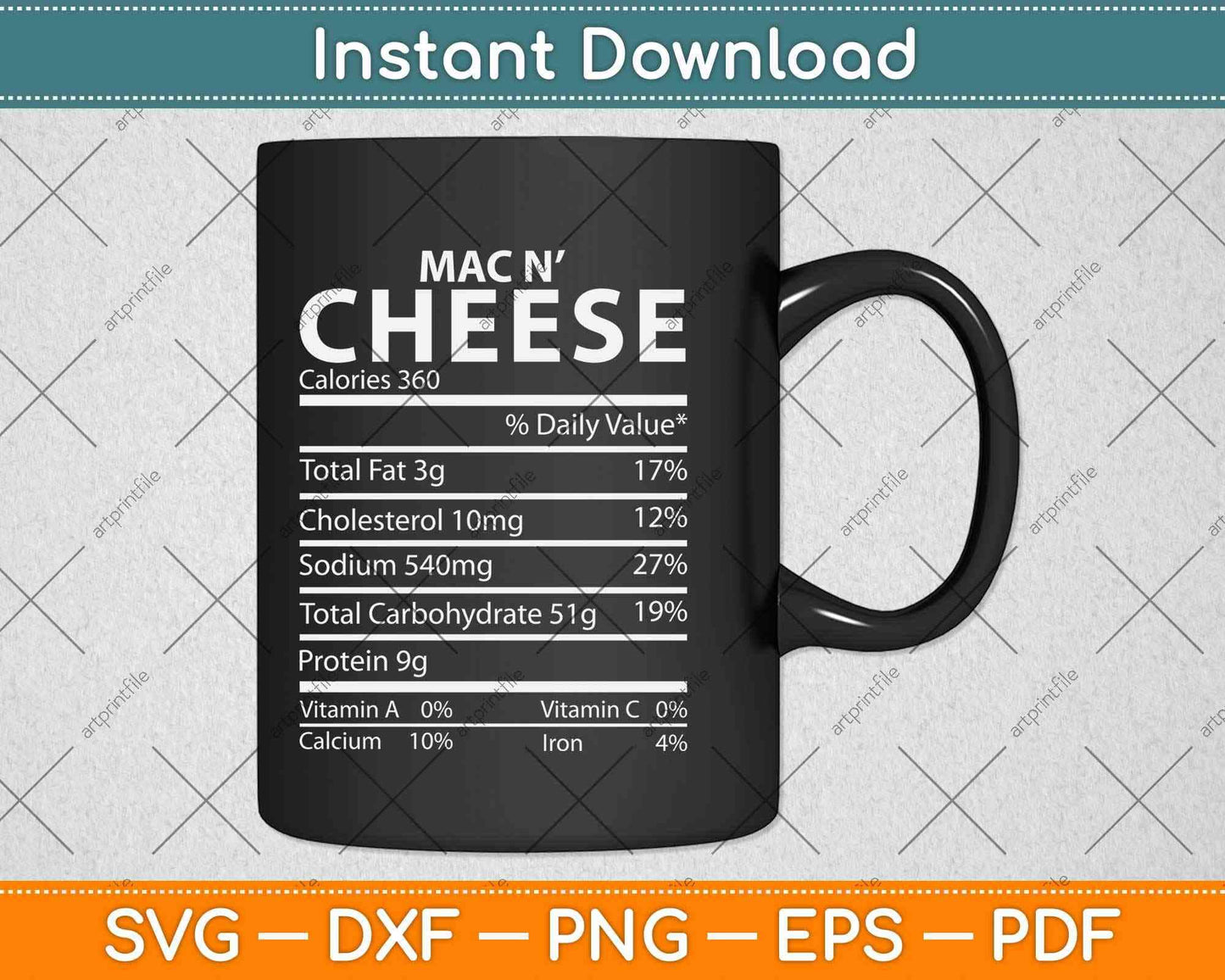 Mac N' Cheese Nutrition Facts Family Matching Svg Design