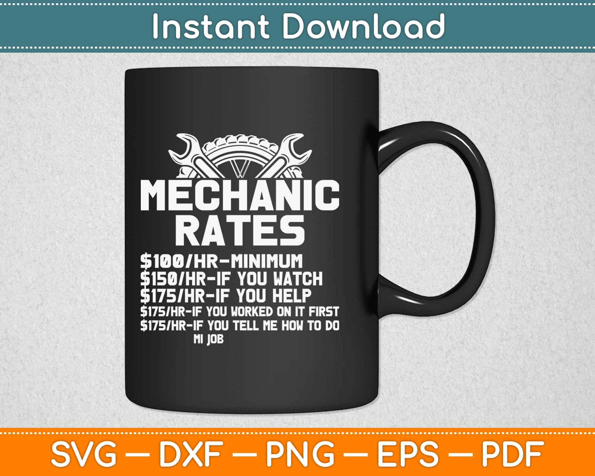 Mechanic Hourly Rates Svg Design Cricut Printable Cutting Files