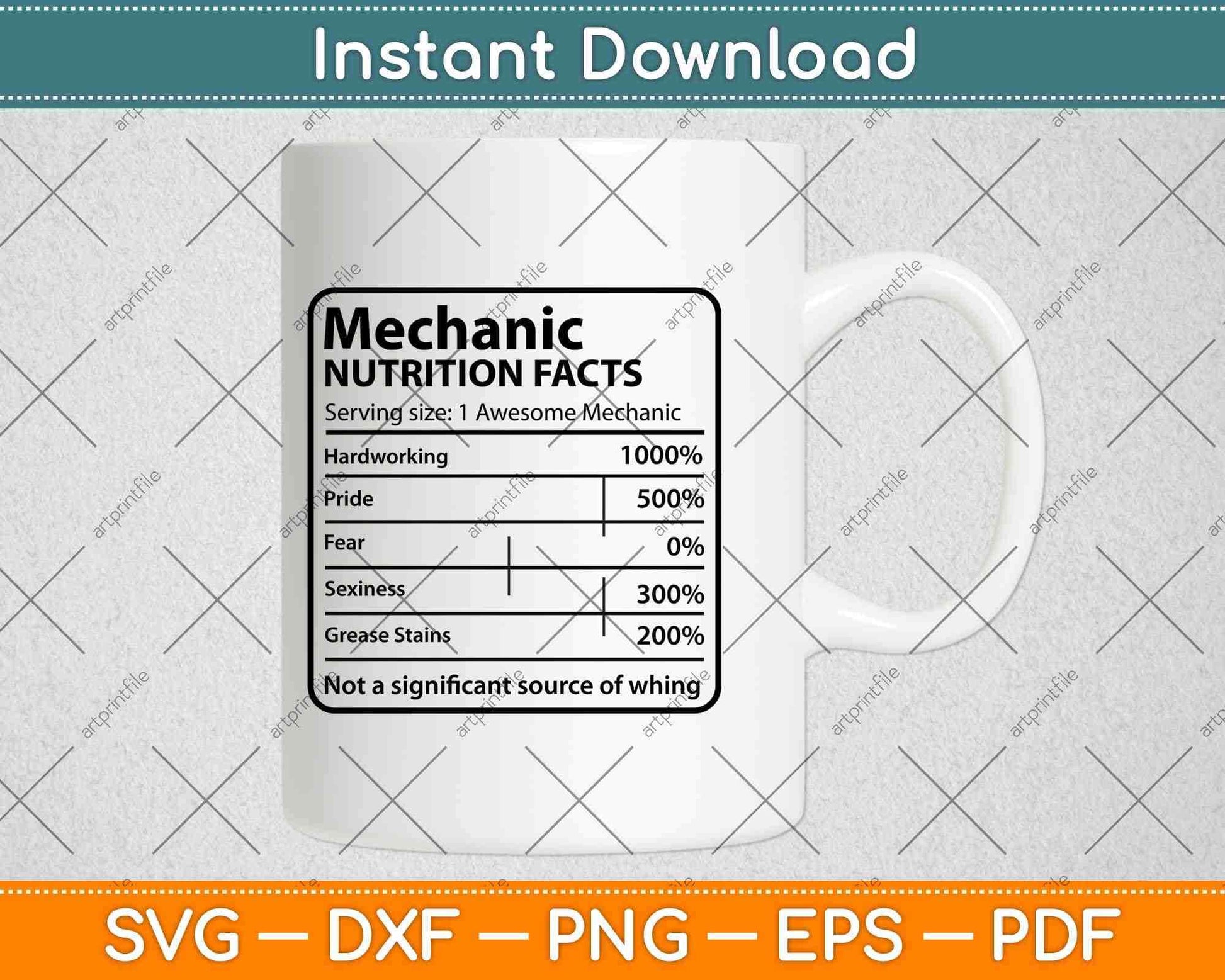 Mechanic Nutrition Facts Fathers Day Svg Png Dxf Digital Cutting Files