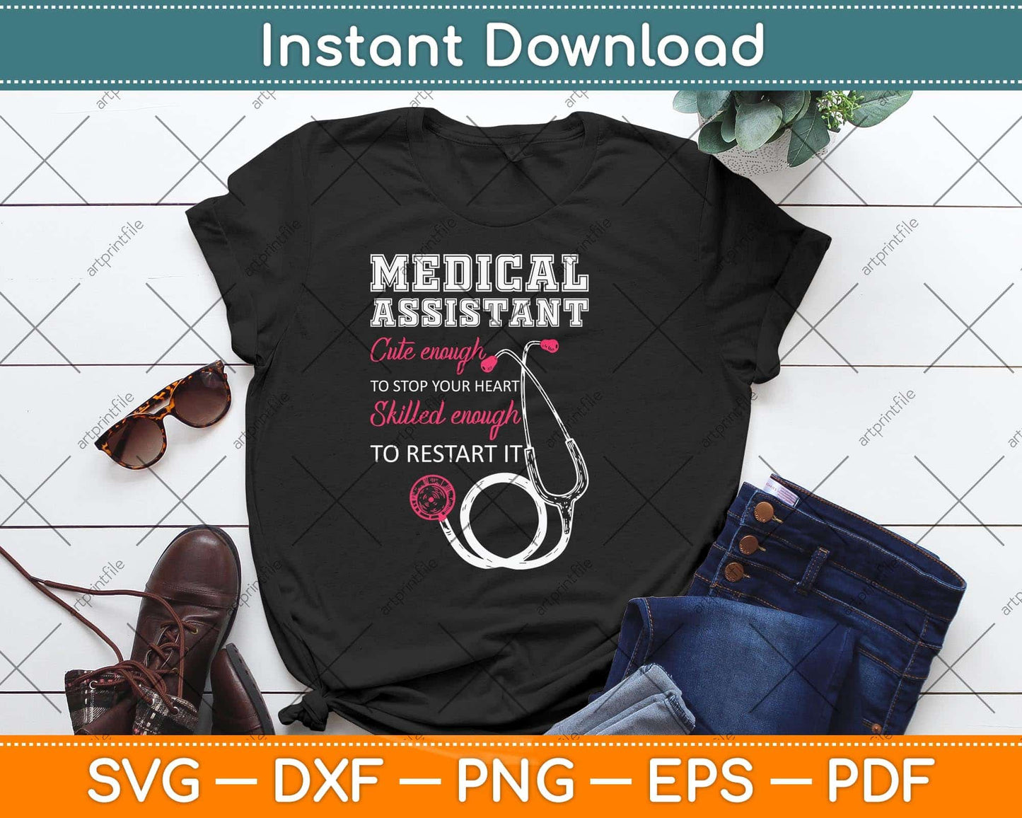 Medical Assistant Cute Nurse Stop Heart Svg Png Dxf Digital Cutting File