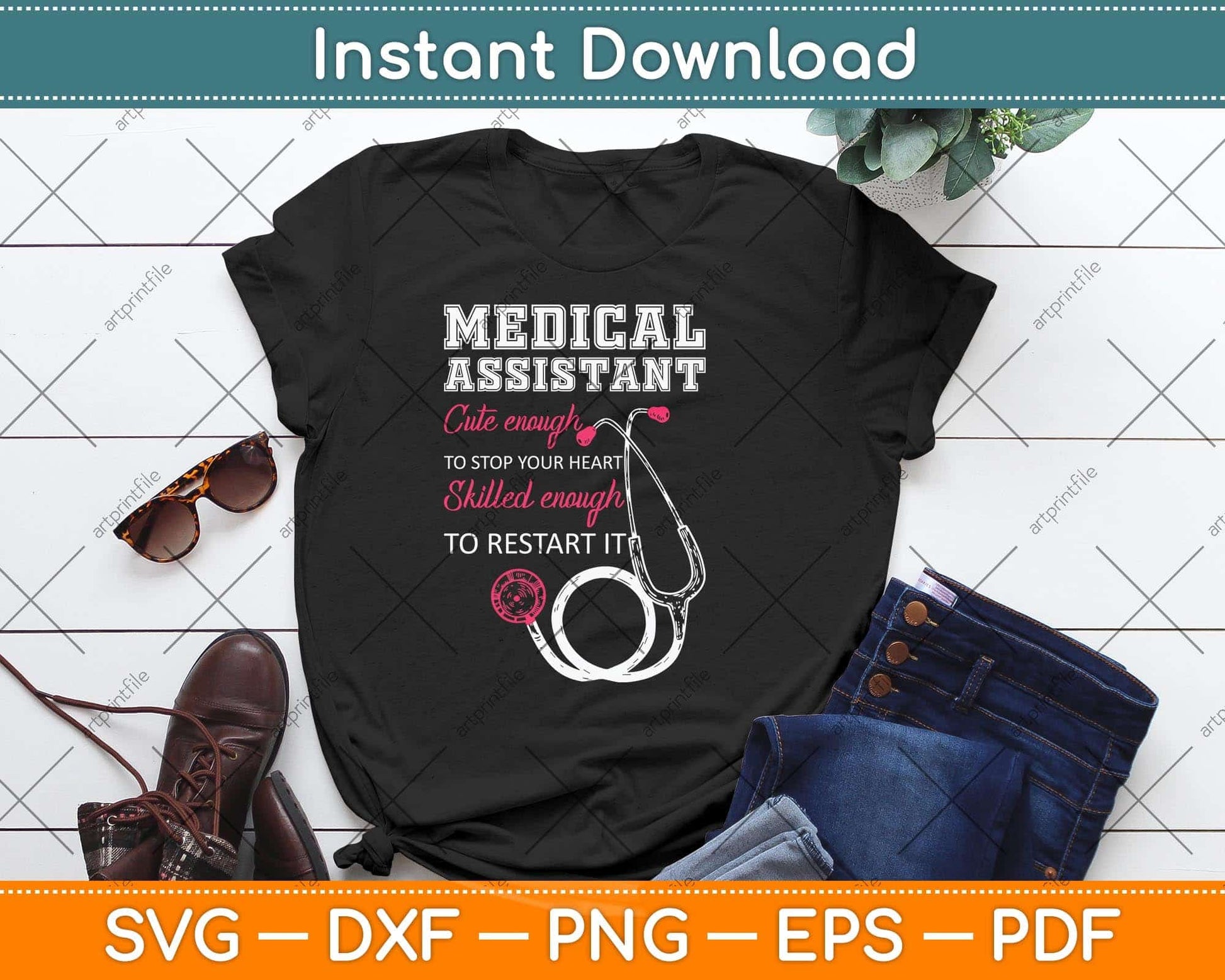 Medical Assistant Cute Nurse Stop Heart Svg Png Dxf Digital Cutting File