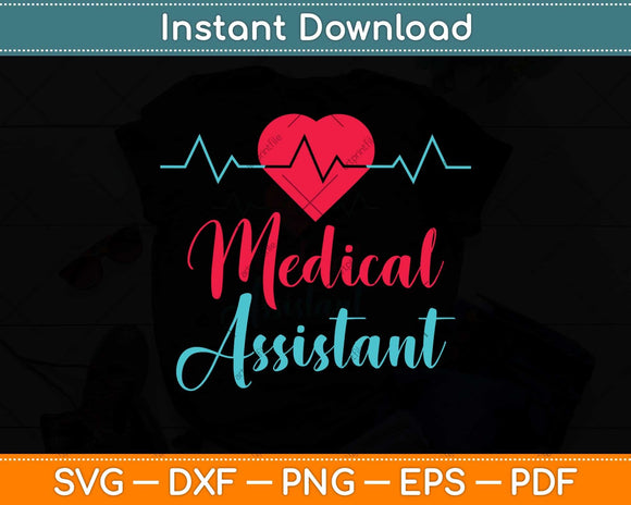 Medical Assistant Heartbeat Nursing Hospital Heart Svg Png Dxf Digital Cutting File
