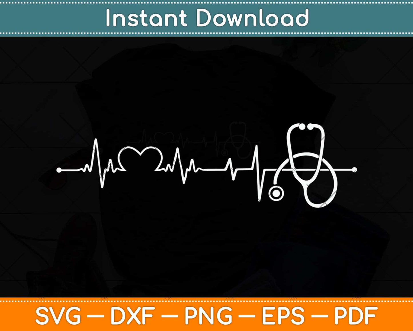 Medical Nursing Heart Stethoscope Heartbeat Nursery Nurse Svg Png Dxf Cutting File