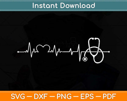 Medical Nursing Heart Stethoscope Heartbeat Nursery Nurse Svg Png Dxf Cutting File