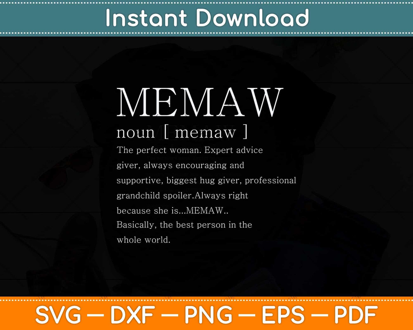 Memaw Definition Grandma Mother Day Svg Png Dxf Digital Cutting File