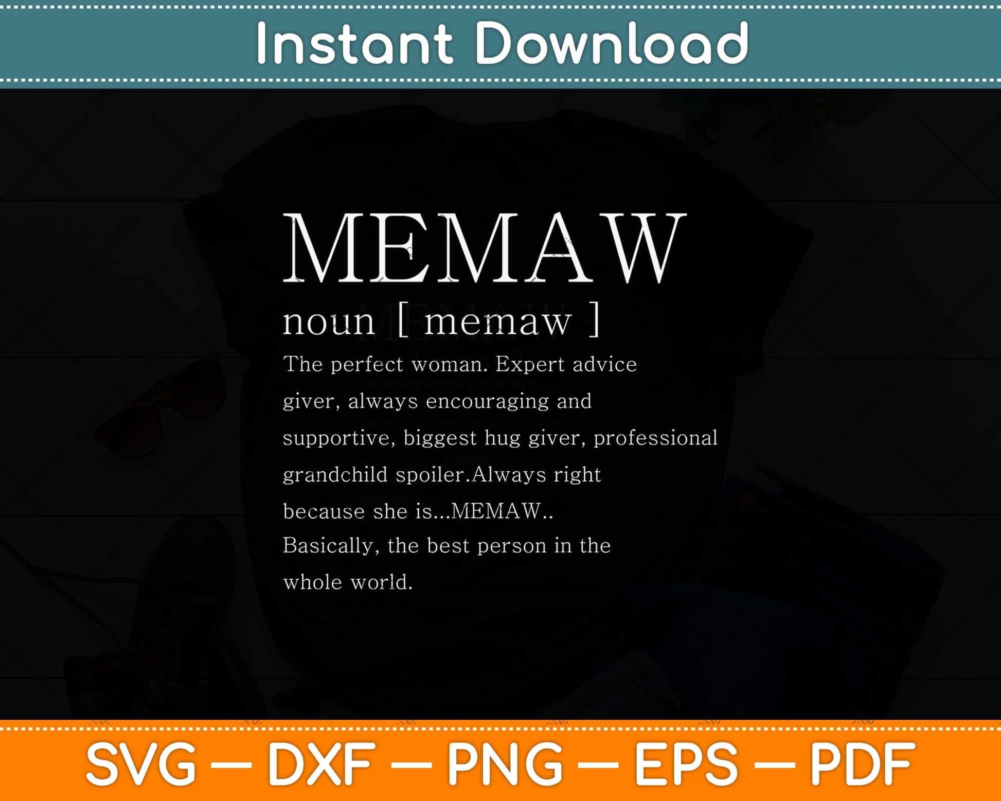 Memaw Definition Grandma Mother Day Svg Png Dxf Digital Cutting File