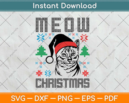 Meow Christmas Svg Design Cricut Printable Cutting Files