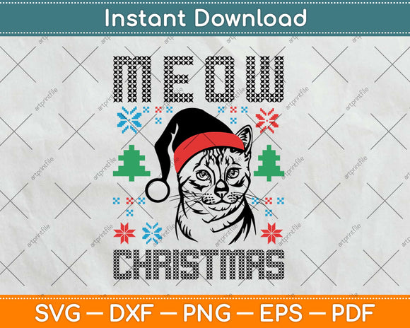 Meow Christmas Svg Design Cricut Printable Cutting Files