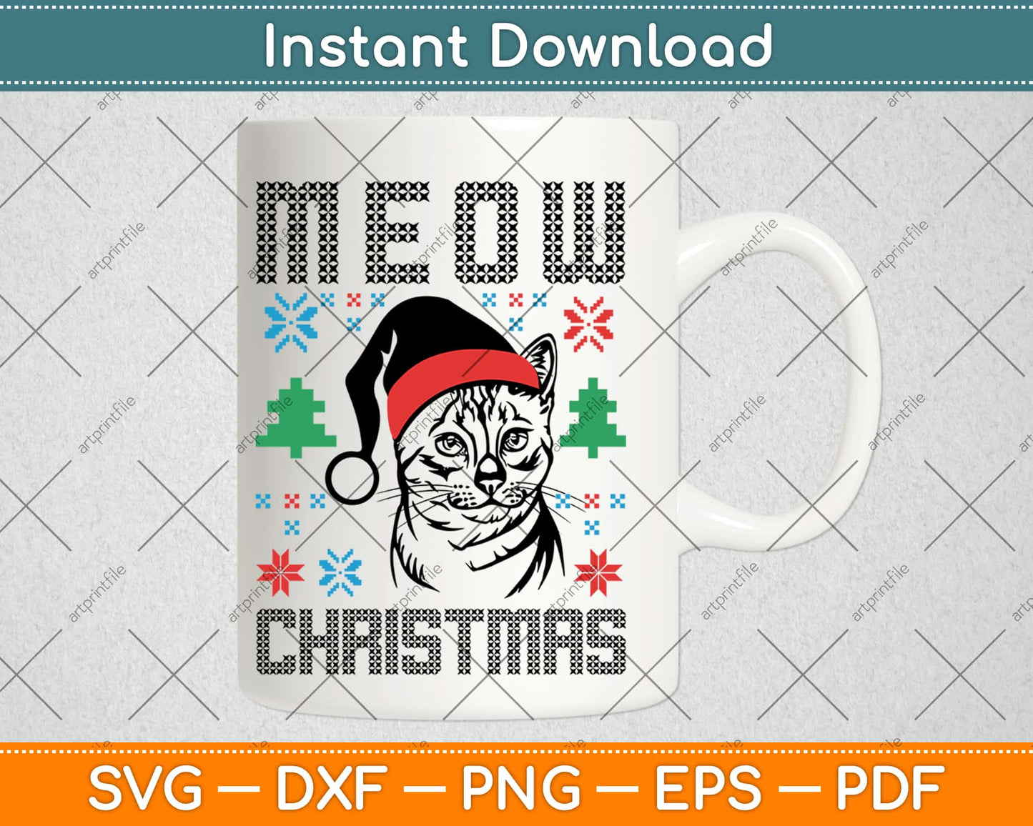 Meow Christmas Svg Design Cricut Printable Cutting Files