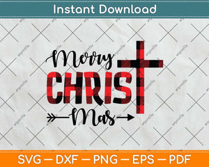 Merry Christmas Cross Svg Png Dxf Digital Cutting File