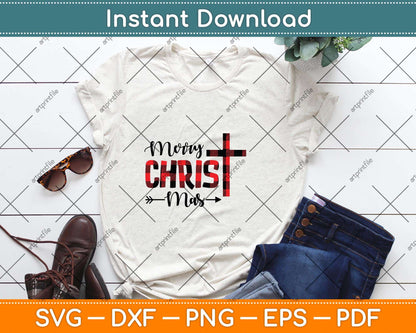 Merry Christmas Cross Svg Png Dxf Digital Cutting File