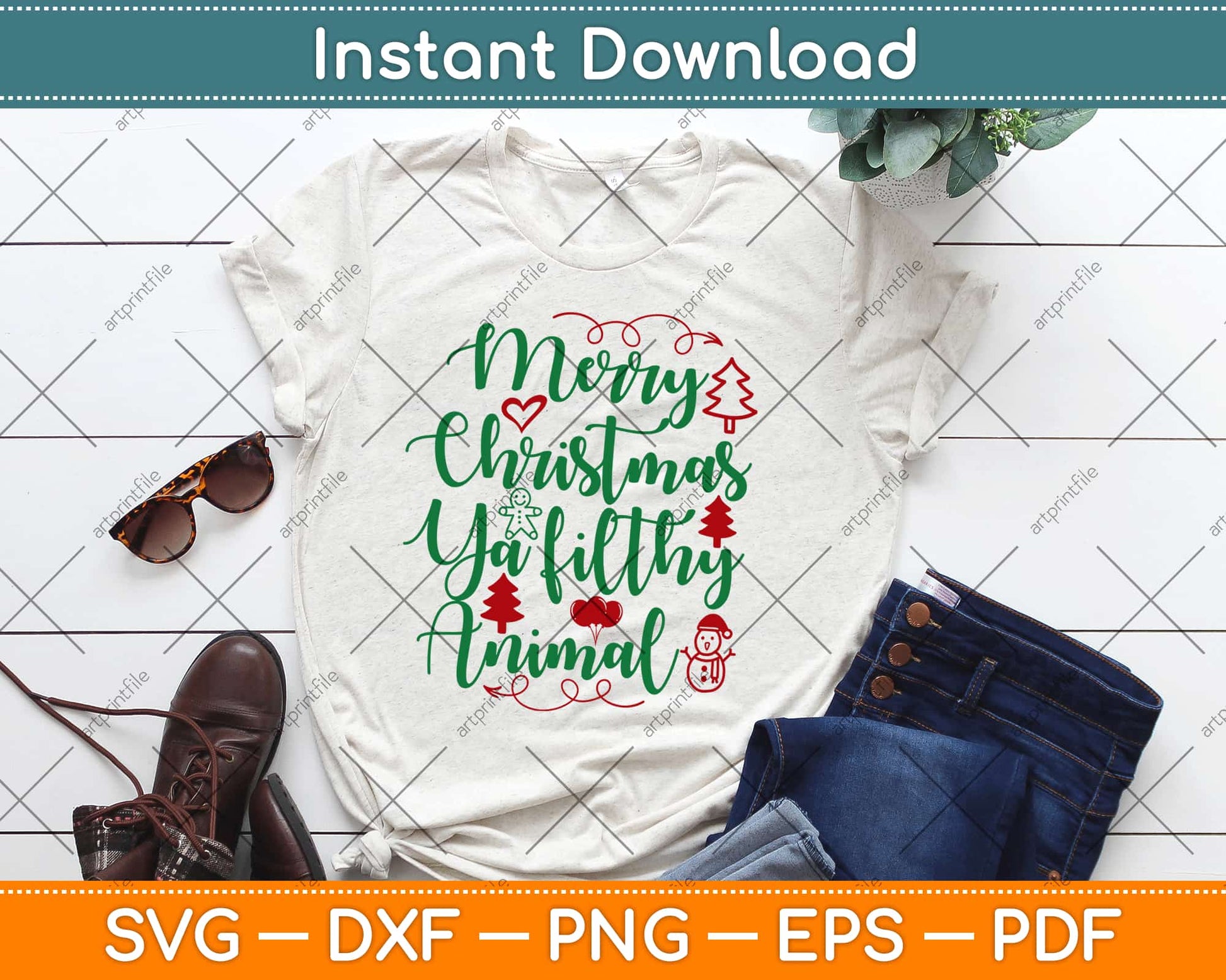 Merry Christmas Ya Filthy Animal Svg Design Cricut Printable Cutting Files