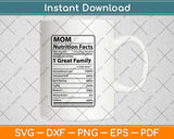 Mom Nutrition Facts Nutritional Label Svg Design Cricut Printable Cutting Files