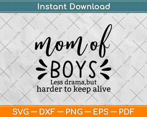 Mom of Boys Less Drama But Harder To Keep Alive Svg Design