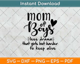 Mom of Boys Less Drama Mom To Be Svg Design Cricut Printable Cutting Files