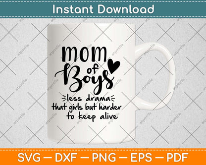 Mom of Boys Less Drama Mom To Be Svg Design Cricut Printable Cutting Files