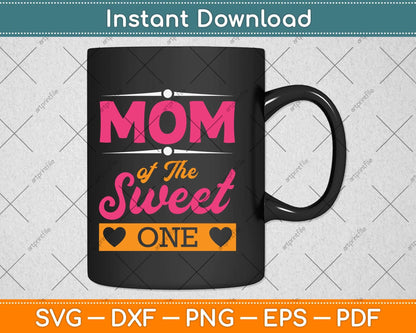 Mom of Sweet One 1st First Birthday Matching Family Donut Svg Png Dxf Cutting File