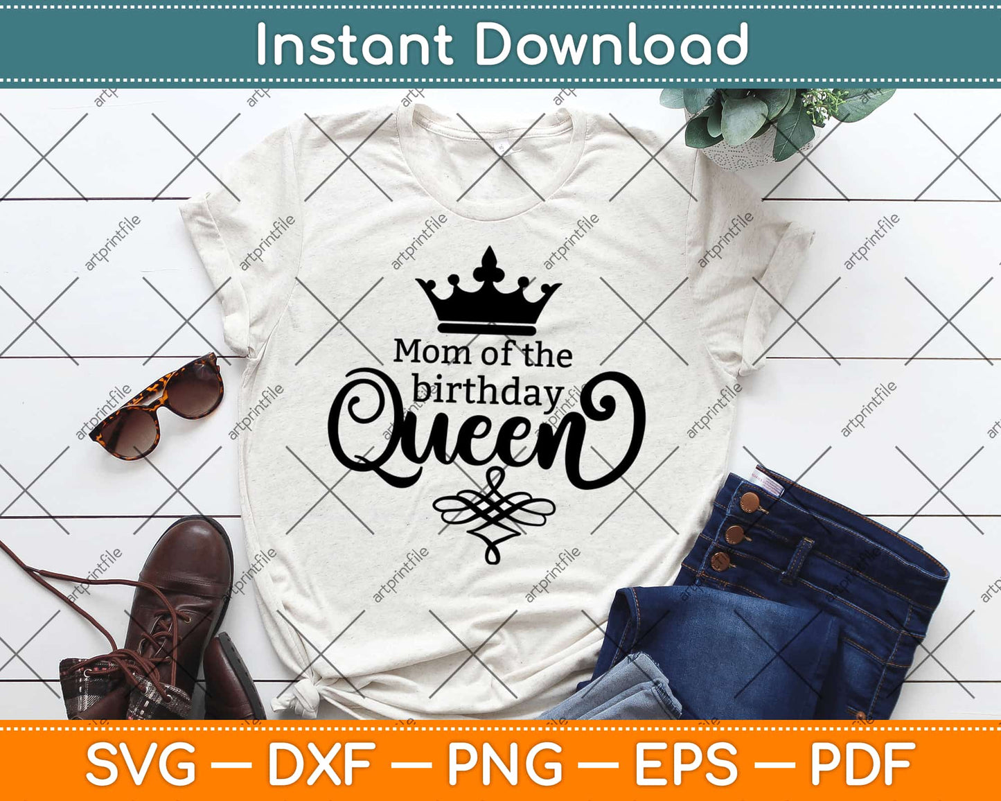 Mom Of The Birthday Queen Svg Design Cricut Printable Cutting Files