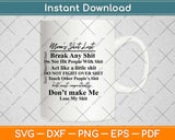 Mom's Shit List Mom Quotes Funny Mom Life Svg Design Cricut Printable Files