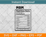 Mothers Day Gifts for Mom Nutritional Facts Label Funny Svg Design