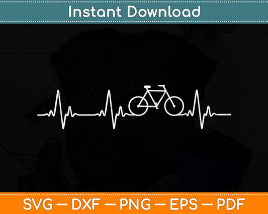 Mountain Bike Heartbeat Cyclist Cool Cycling Svg Png Dxf Digital Cutting File