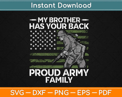 My Brother Has Your Back Proud Army Family Military Sibling Svg Design Cricut Cut File