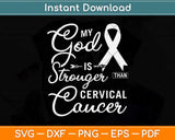 My God is Stronger Than Cervical Cancer Awareness Warrior Svg Png Dxf Cutting File