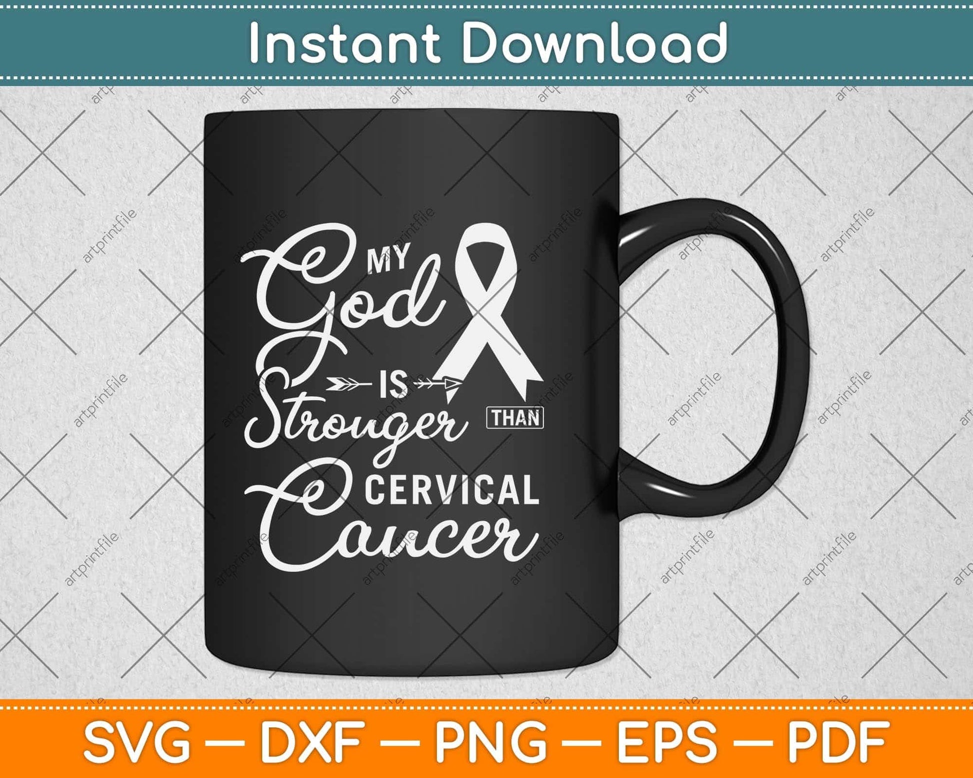 My God is Stronger Than Cervical Cancer Awareness Warrior Svg Png Dxf Cutting File