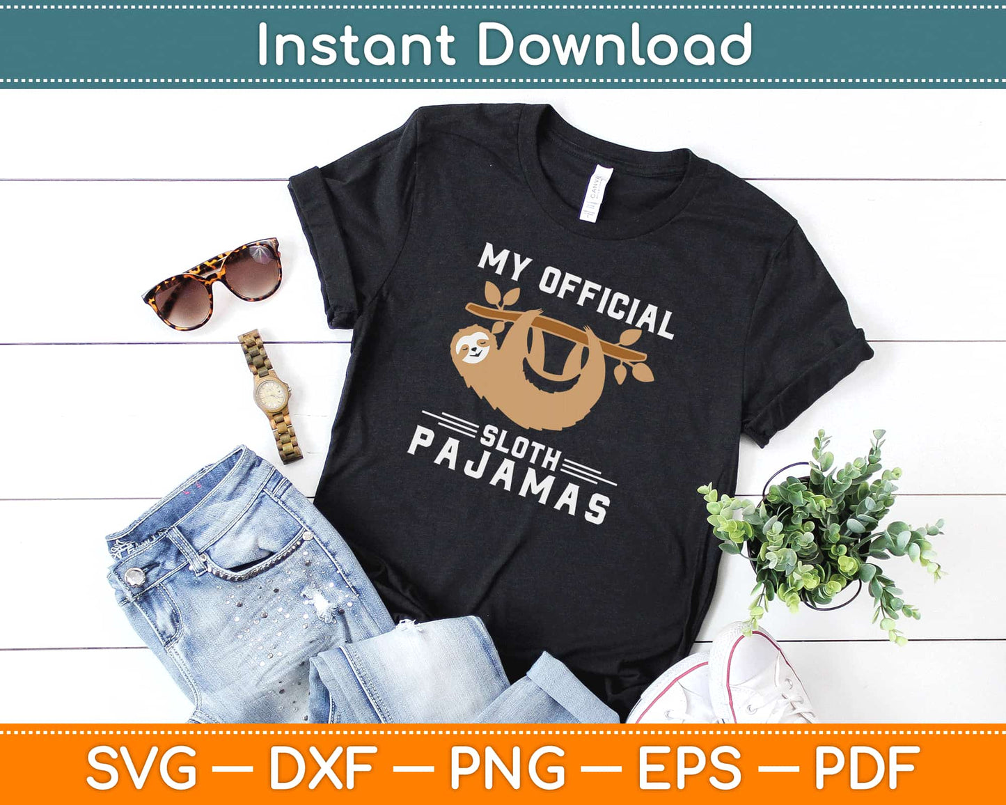 My Summer Vacation Everyday Sloth Pajamas PJs Svg Design Cricut Cutting Files